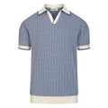 Polo tricoté bleu pour homme au style sportif des années 70