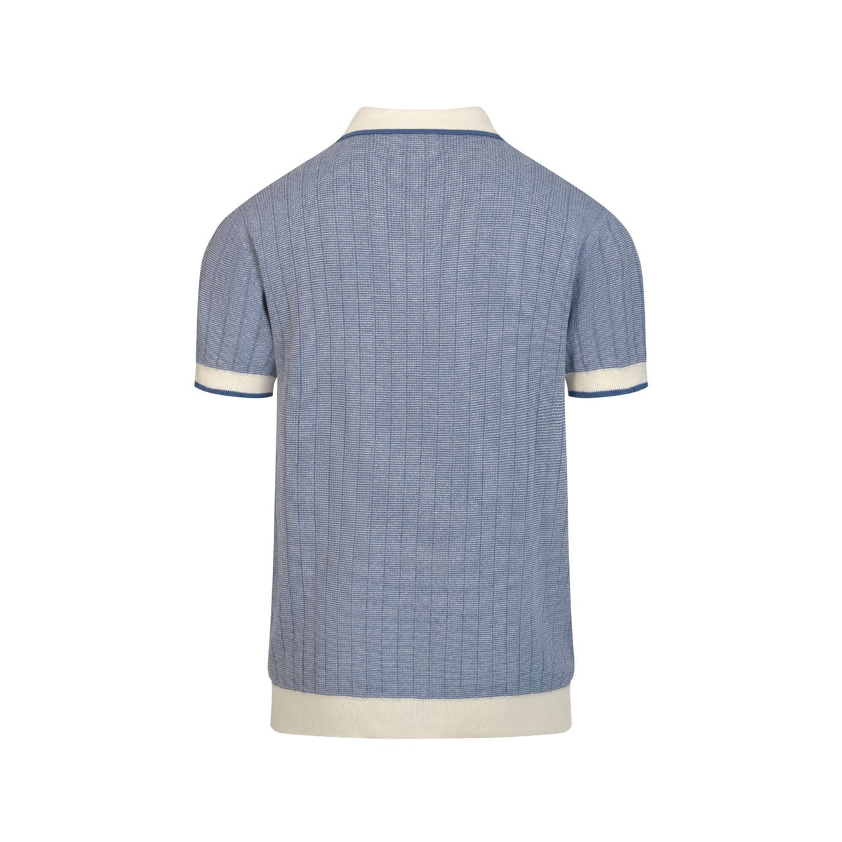 Polo tricoté bleu pour homme au style sportif des années 70