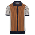 Pull en tricot rayé marron style années 60 pour homme