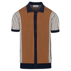 Pull en tricot rayé marron style années 60 pour homme