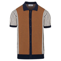 Pull en tricot rayé marron style années 60 pour homme