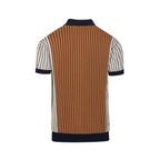 Pull en tricot rayé marron style années 60 pour homme