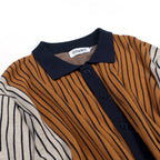 Pull en tricot rayé marron style années 60 pour homme