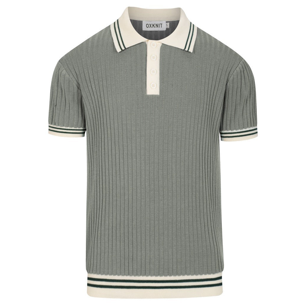 Pull en maille verte minimaliste style années 70 pour homme