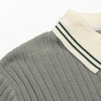 Pull en maille verte minimaliste style années 70 pour homme