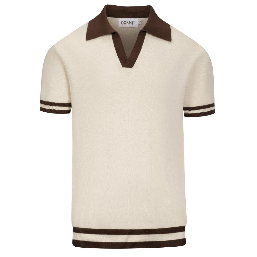 Pull d'été pour homme en tricot abricot, style Old Money des années 70