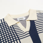 Polo en maille jacquard à motifs irréguliers, style Mod des années 60 pour homme