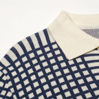 Polo en maille jacquard à motifs irréguliers, style Mod des années 60 pour homme