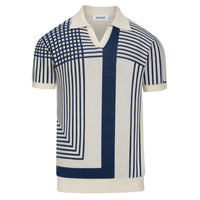 Polo en maille jacquard à motifs irréguliers, style Mod des années 60 pour homme