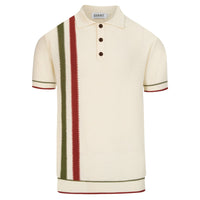 Polo rétro à rayures en maille nid d'abeille abricot pour homme