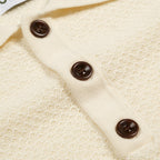 Polo rétro à rayures en maille nid d'abeille abricot pour homme
