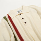 Polo rétro à rayures en maille nid d'abeille abricot pour homme