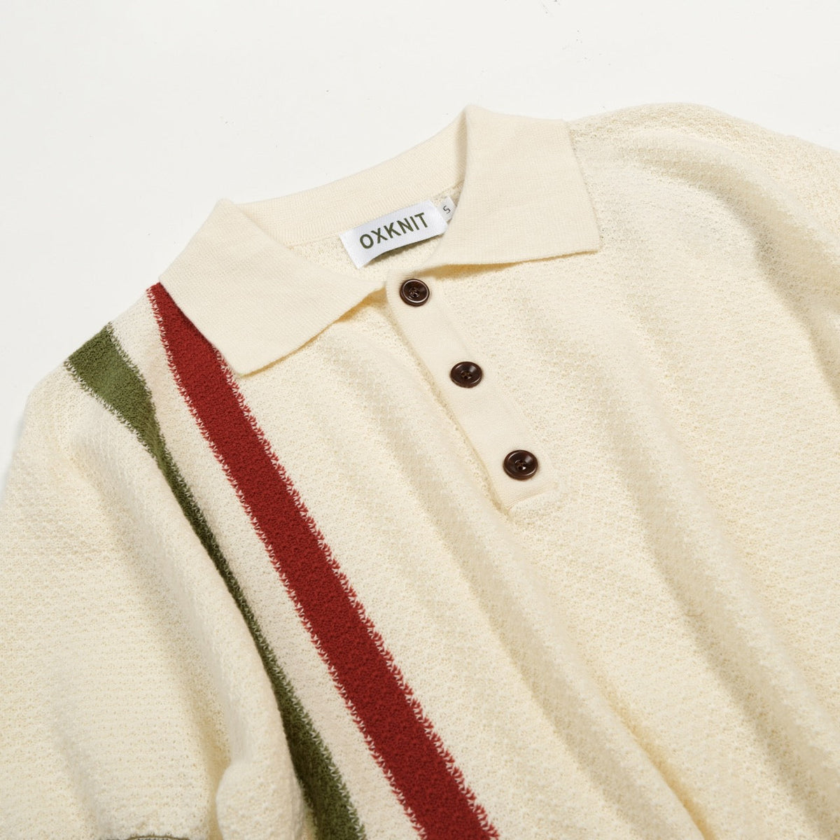 Polo rétro à rayures en maille nid d'abeille abricot pour homme