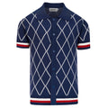 Cardigan en Tricot Style Polo Années 70 pour Homme - Bleu Club de Golf