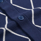 Cardigan en Tricot Style Polo Années 70 pour Homme - Bleu Club de Golf