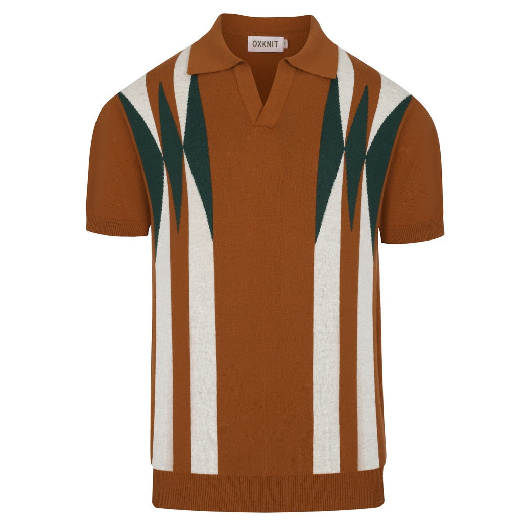 Pull en tricot rétro caramel brun pour homme
