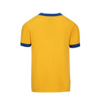 T-shirt tricoté jaune rétro des années 70 pour homme avec motif de tigre ludique