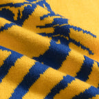 T-shirt tricoté jaune rétro des années 70 pour homme avec motif de tigre ludique
