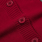 Cardigan en tricot brodé de chauve-souris en dentelle rouge pour femmes - Longueur cropped