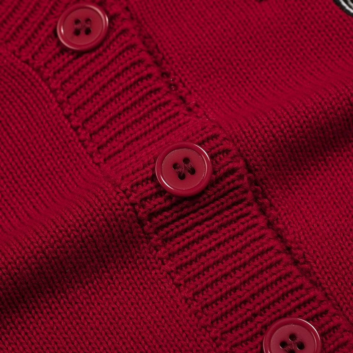 Cardigan en tricot brodé de chauve-souris en dentelle rouge pour femmes - Longueur cropped