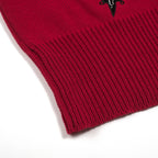 Cardigan en tricot brodé de chauve-souris en dentelle rouge pour femmes - Longueur cropped