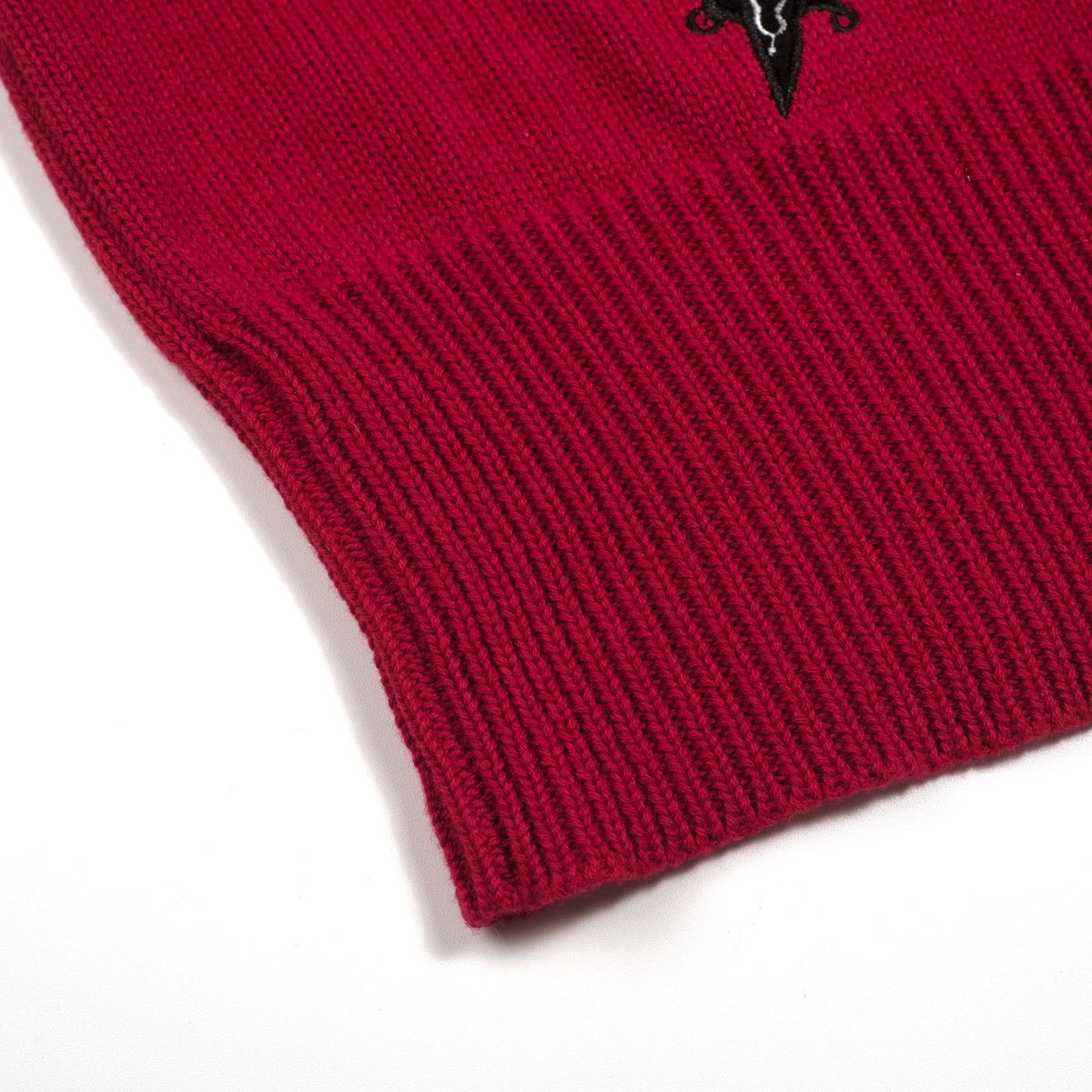 Cardigan en tricot brodé de chauve-souris en dentelle rouge pour femmes - Longueur cropped
