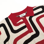 Pull en maille jacquard abstrait abricot pour homme