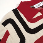 Pull en maille jacquard abstrait abricot pour homme