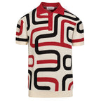 Pull en maille jacquard abstrait abricot pour homme