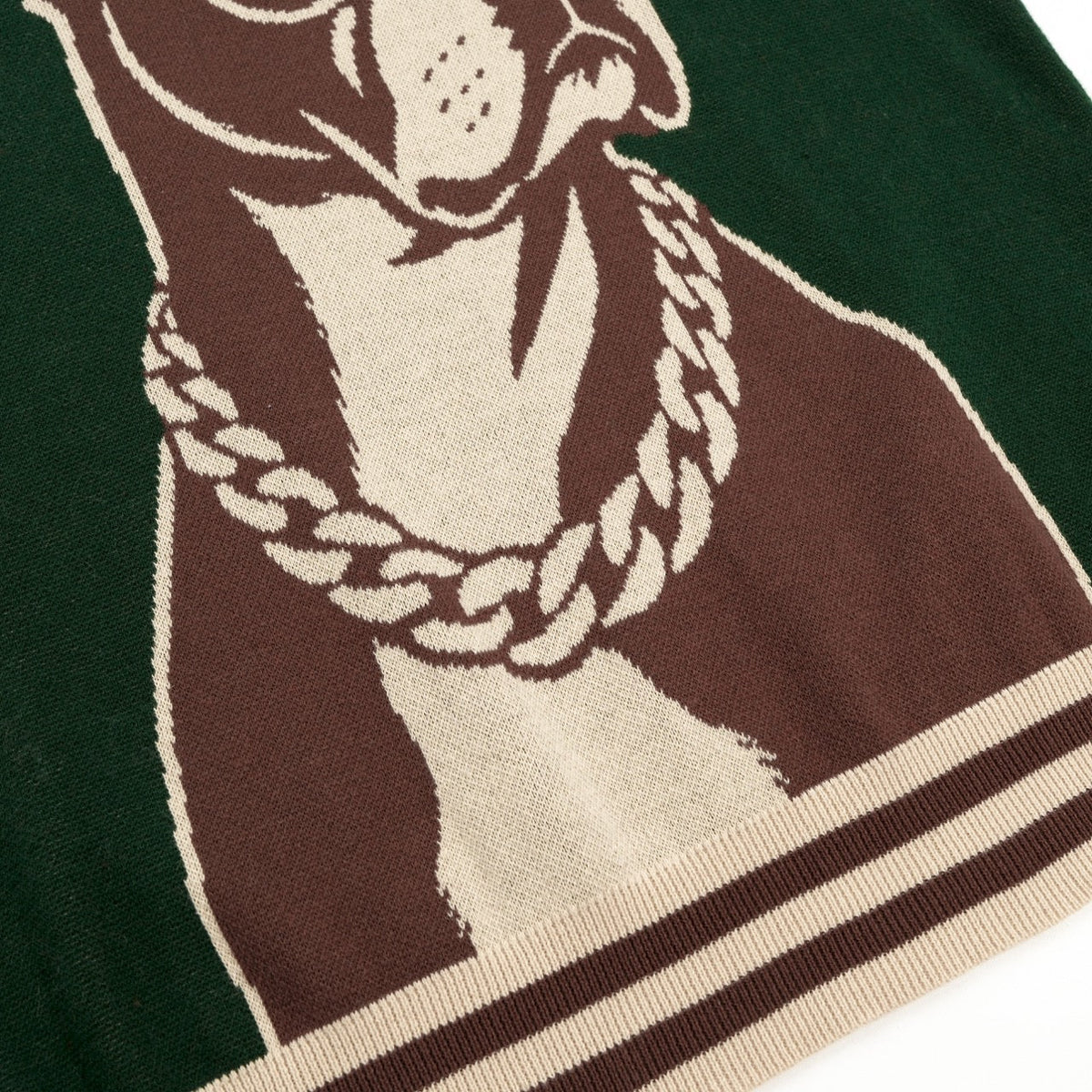T-shirt vert en maille jacquard pour homme avec motif animalier