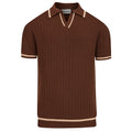 Pull tricoté pour homme des années 70, couleur café foncé, style côtier italien