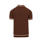 Pull tricoté pour homme des années 70, couleur café foncé, style côtier italien