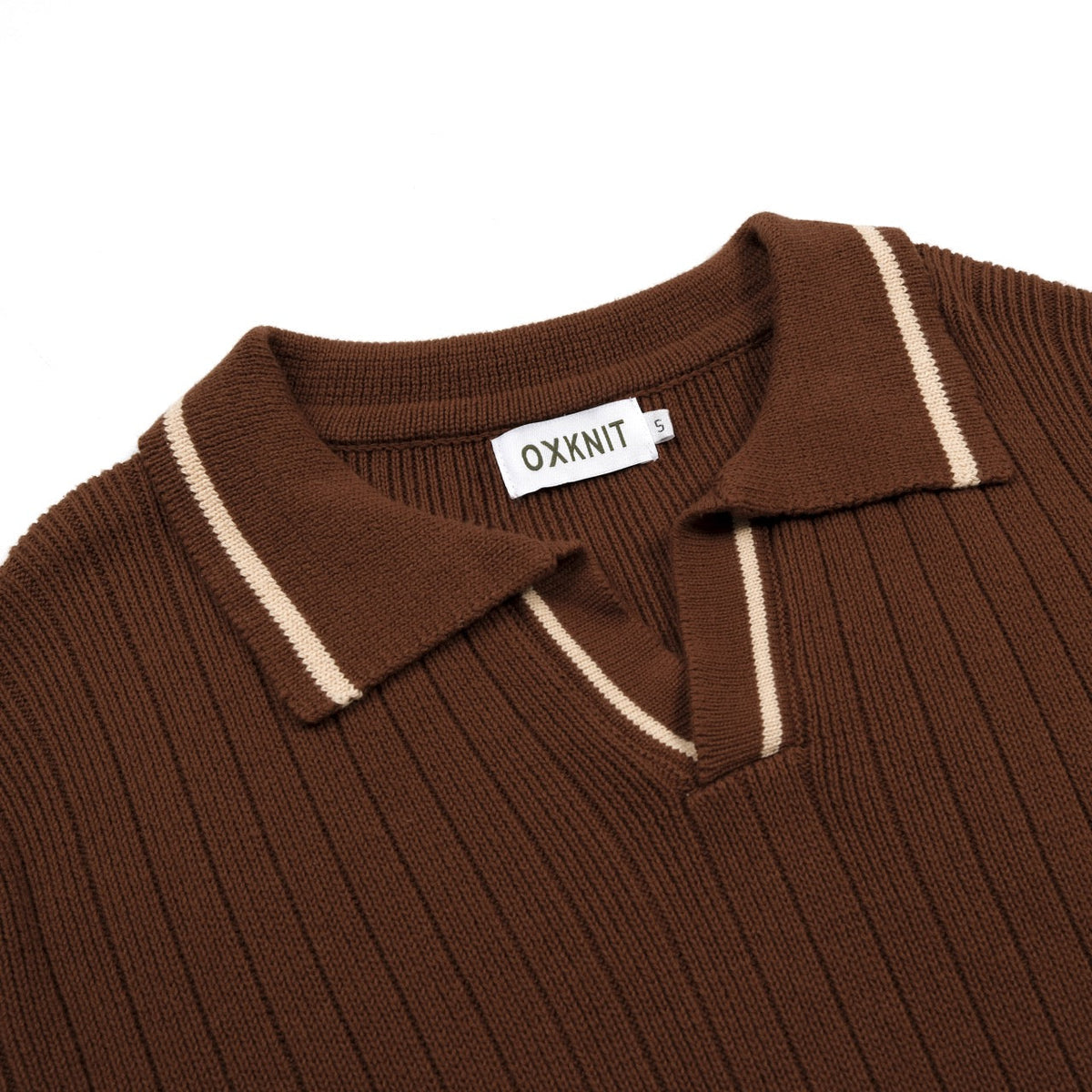 Pull tricoté pour homme des années 70, couleur café foncé, style côtier italien