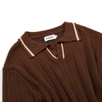 Pull tricoté pour homme des années 70, couleur café foncé, style côtier italien