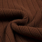 Pull tricoté pour homme des années 70, couleur café foncé, style côtier italien