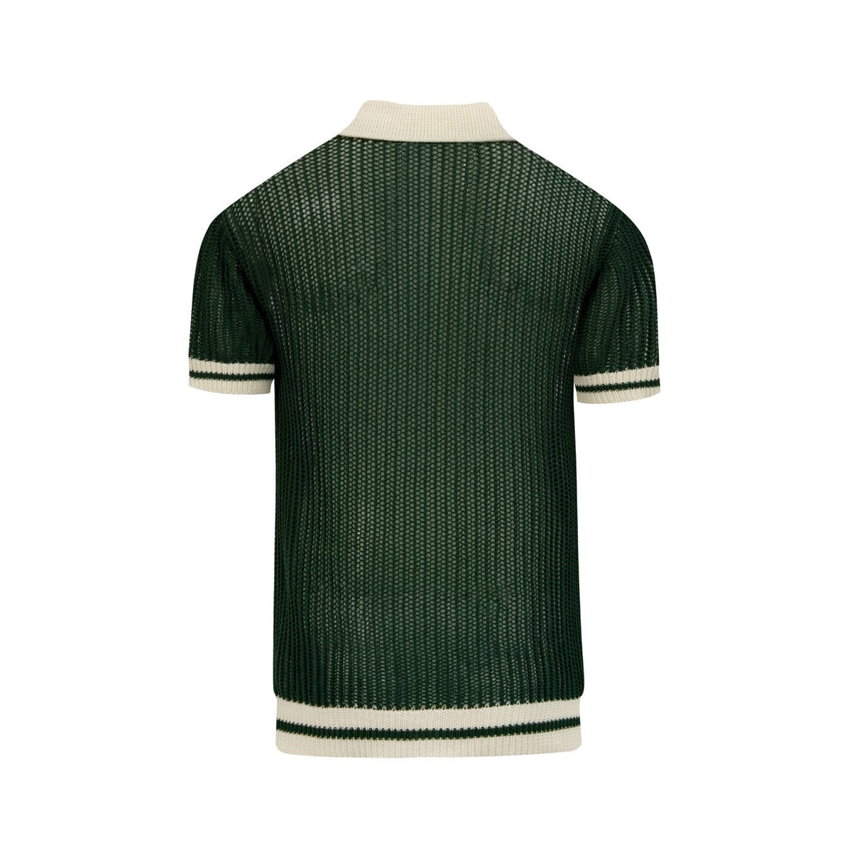 Pull en maille ajourée verte style années 70 pour homme avec col montant