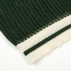 Pull en maille ajourée verte style années 70 pour homme avec col montant
