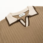 Polo tricoté rétro années 70 pour homme, style décontracté old money