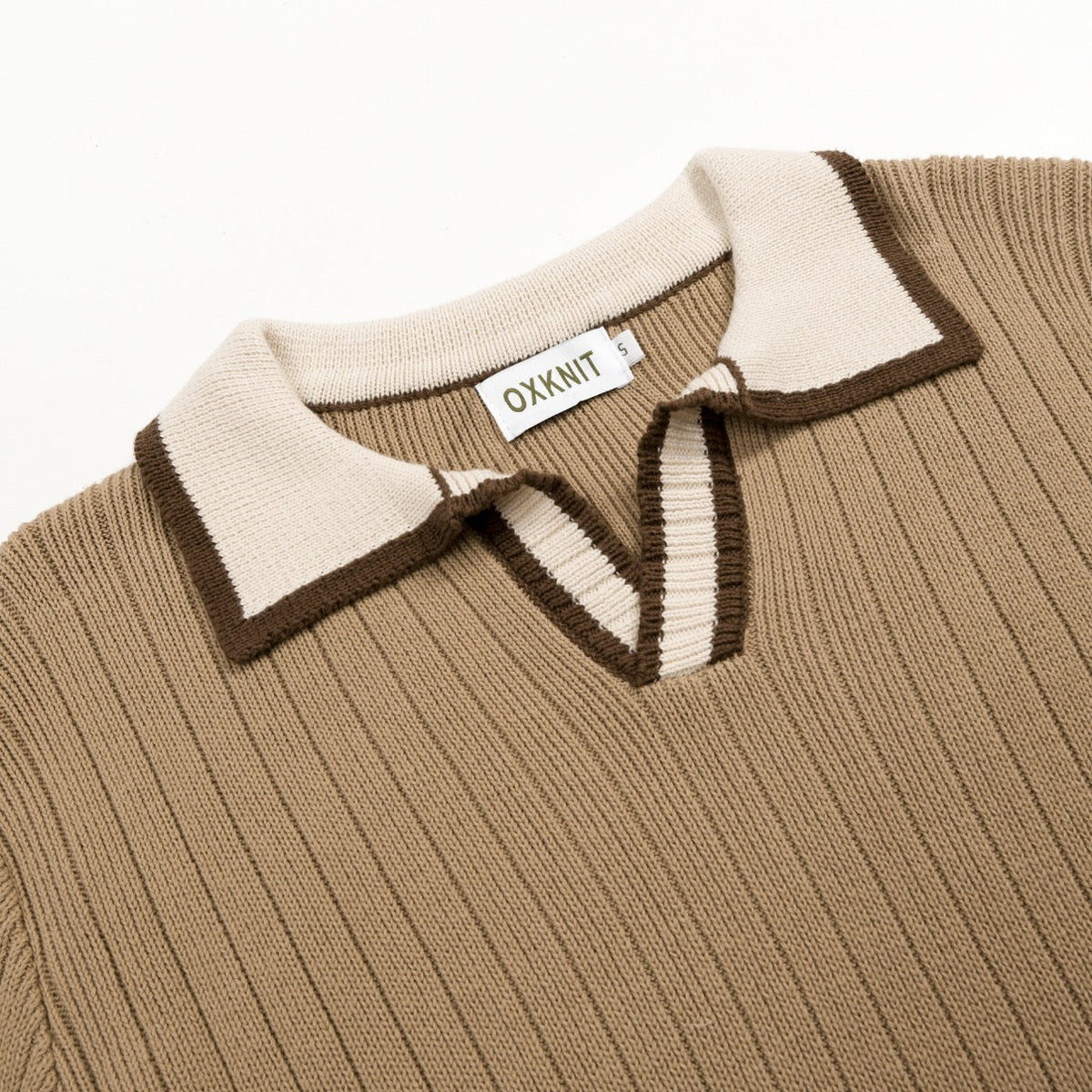 Polo tricoté rétro années 70 pour homme, style décontracté old money