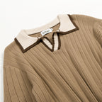 Polo tricoté rétro années 70 pour homme, style décontracté old money