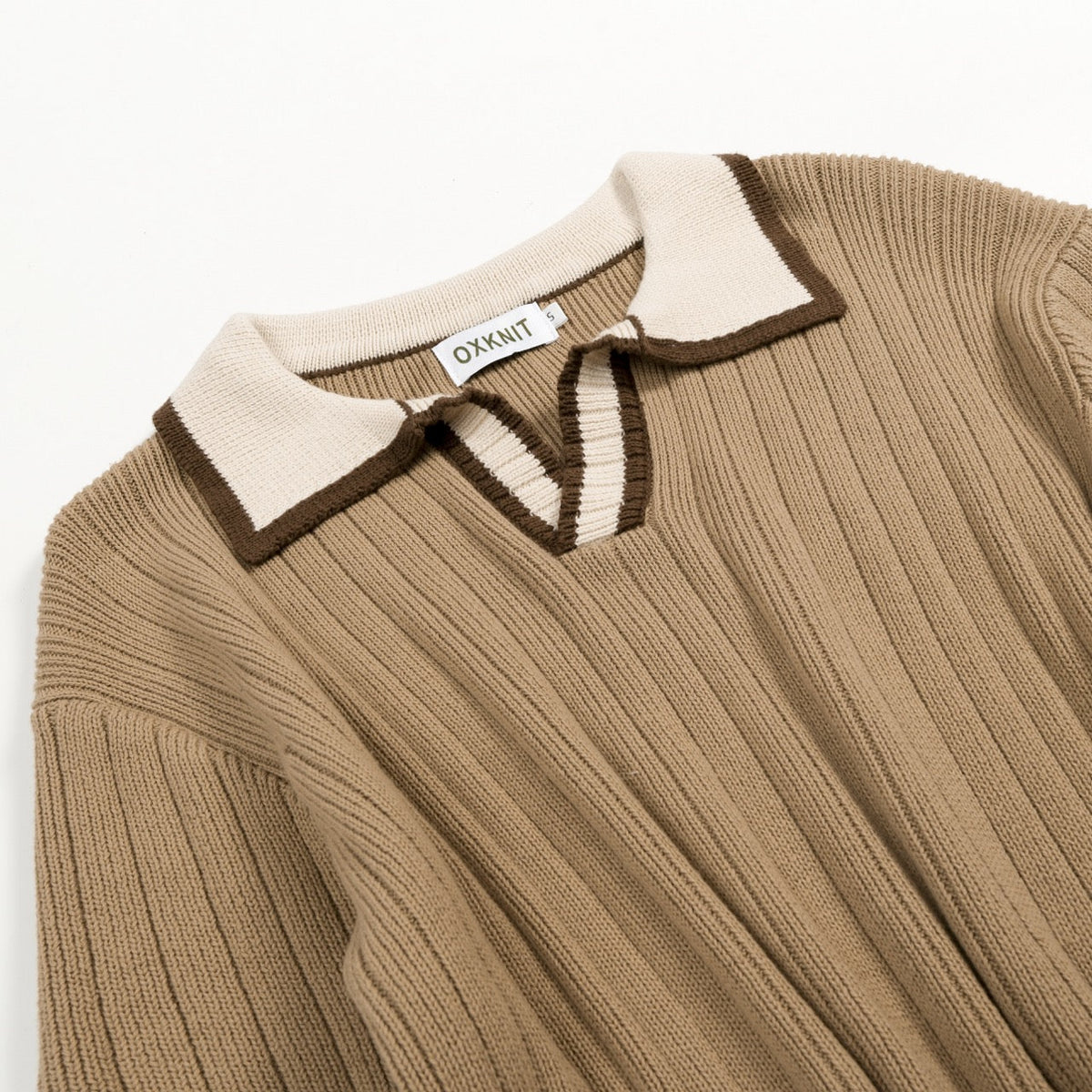 Polo tricoté rétro années 70 pour homme, style décontracté old money