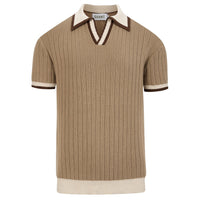 Polo tricoté rétro années 70 pour homme, style décontracté old money