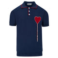 Pull en maille bleu marine pour homme avec motif de cœur brodé