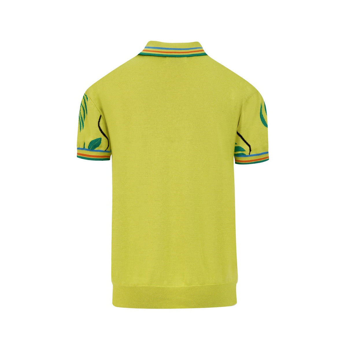 Chemise polo verte à col tricoté pour homme, inspiration tropicale des années 70