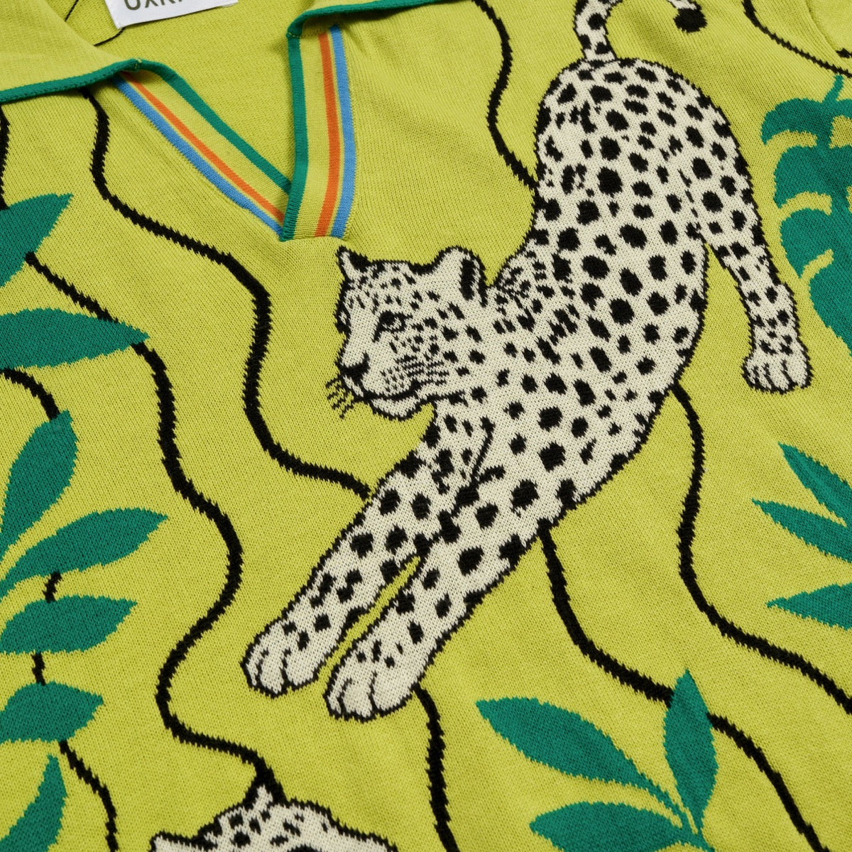 Chemise polo verte à col tricoté pour homme, inspiration tropicale des années 70