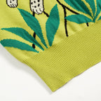 Chemise polo verte à col tricoté pour homme, inspiration tropicale des années 70