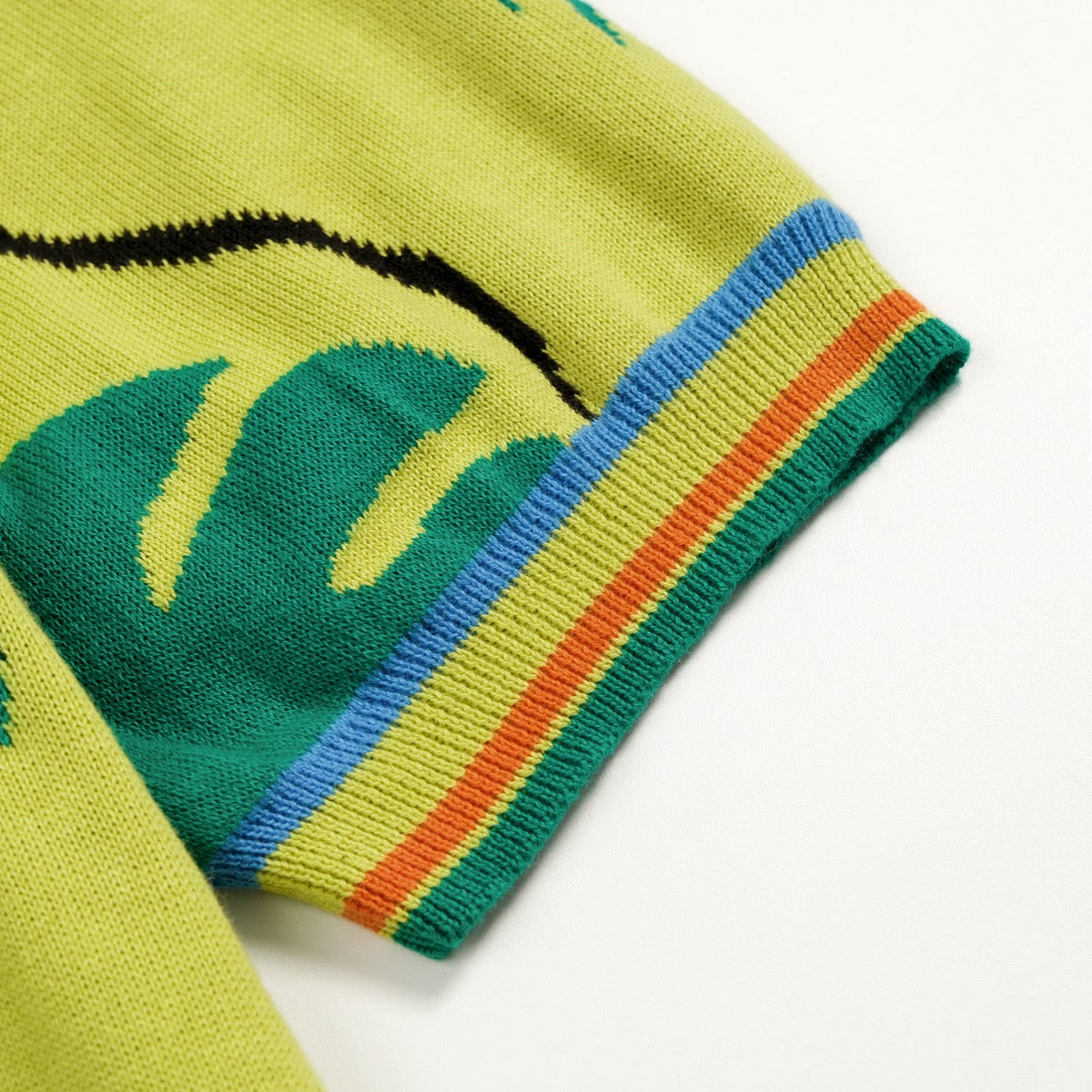 Chemise polo verte à col tricoté pour homme, inspiration tropicale des années 70