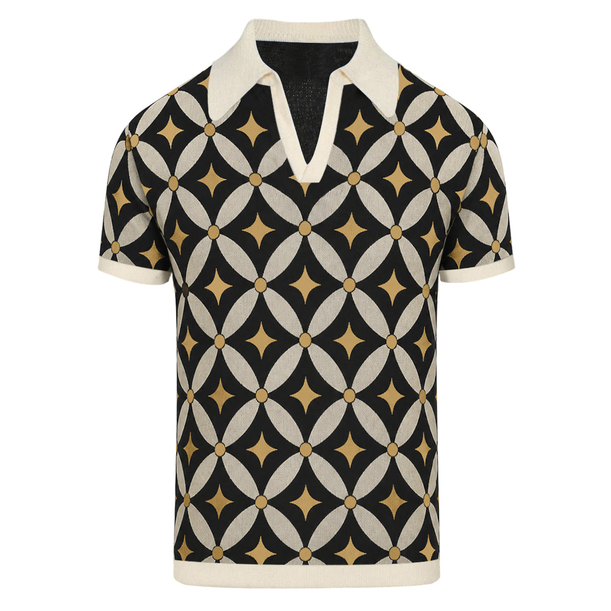 Polo géométrique Bauhaus des années 60 en maille structurée pour homme
