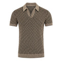 Chemise en maille géométrique rétro noire des années 70 pour homme