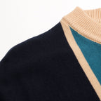 Polo vintage pour homme en maille bleu foncé avec broderie d'insectes